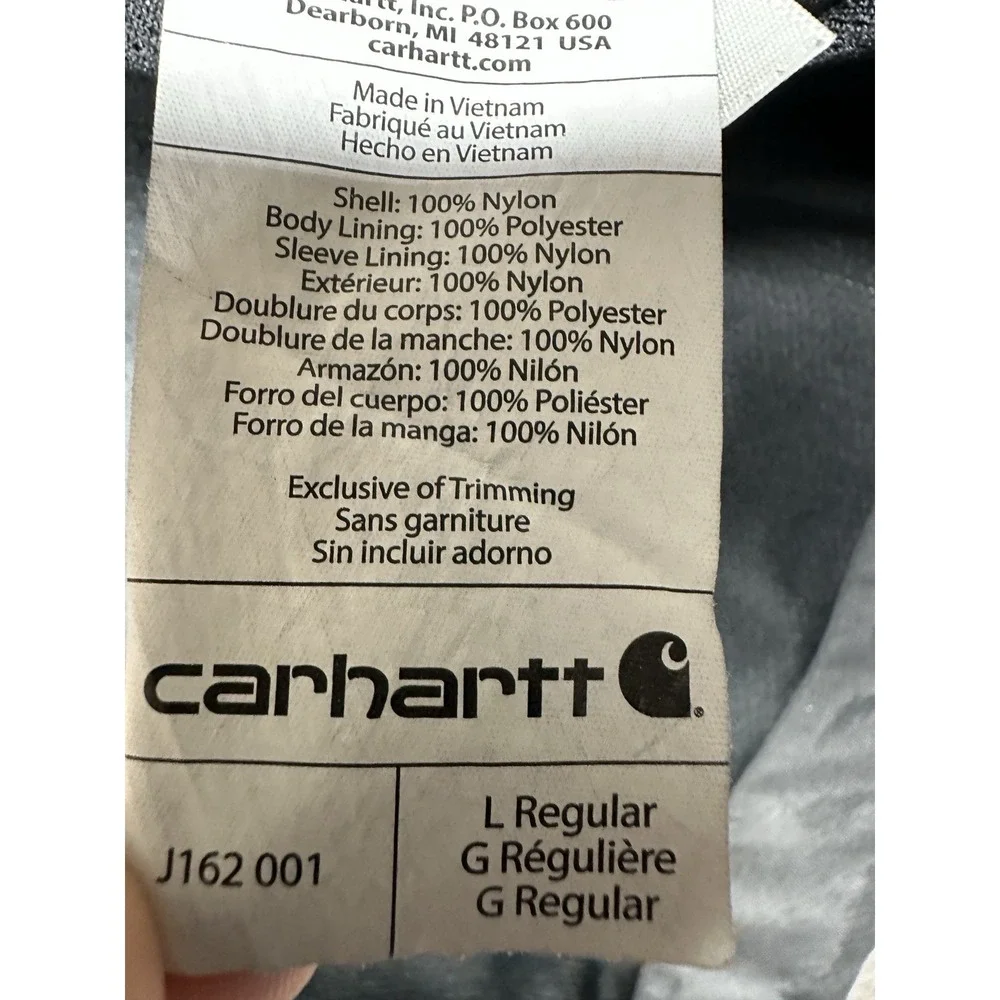 Carhartt J162 001 Shoreline Jacket Mens Large Black Storm Defender Hooded